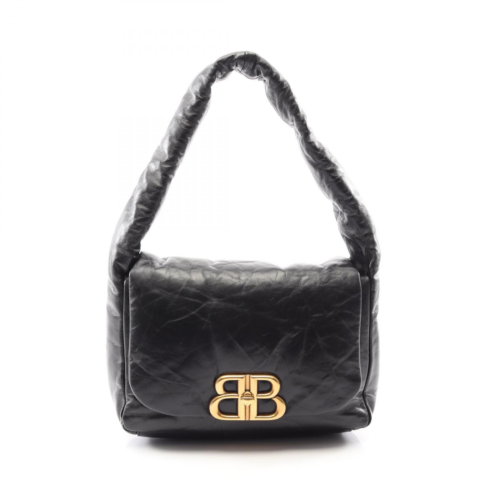 バレンシアガ BALENCIAGA モナコ スリングバッグ ショルダーバッグ バッグ レザー レディース ブラック系 787896 【中古】