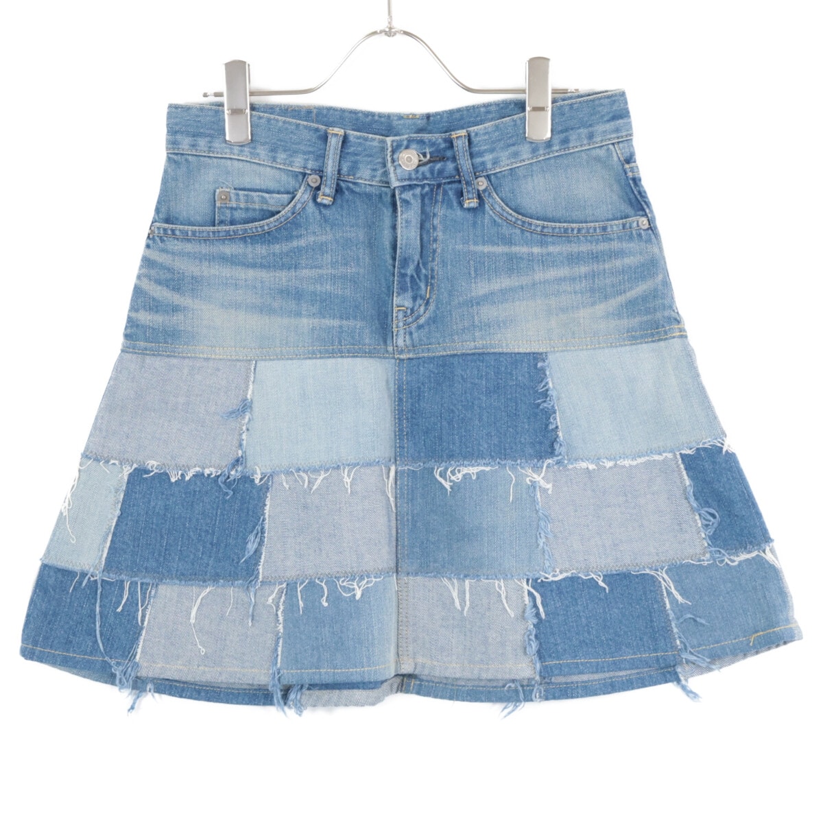 ヒステリックグラマー ブルー 01243AK02 パッチワーク デニムスカート S