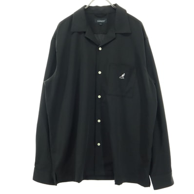 美品 KANGOL カンゴール 長袖 オープンカラーシャツ L ブラック