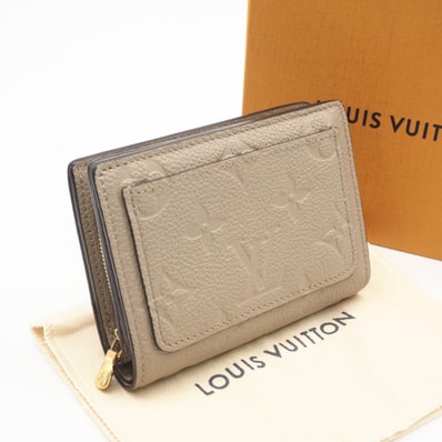 美品 LOUIS VUITTON ルイ・ヴィトン モノグラム アンプラント ポルトフォイユ クレア トゥルトレール M80152 二つ折り財布 ベージュ グレインレザー レディース
