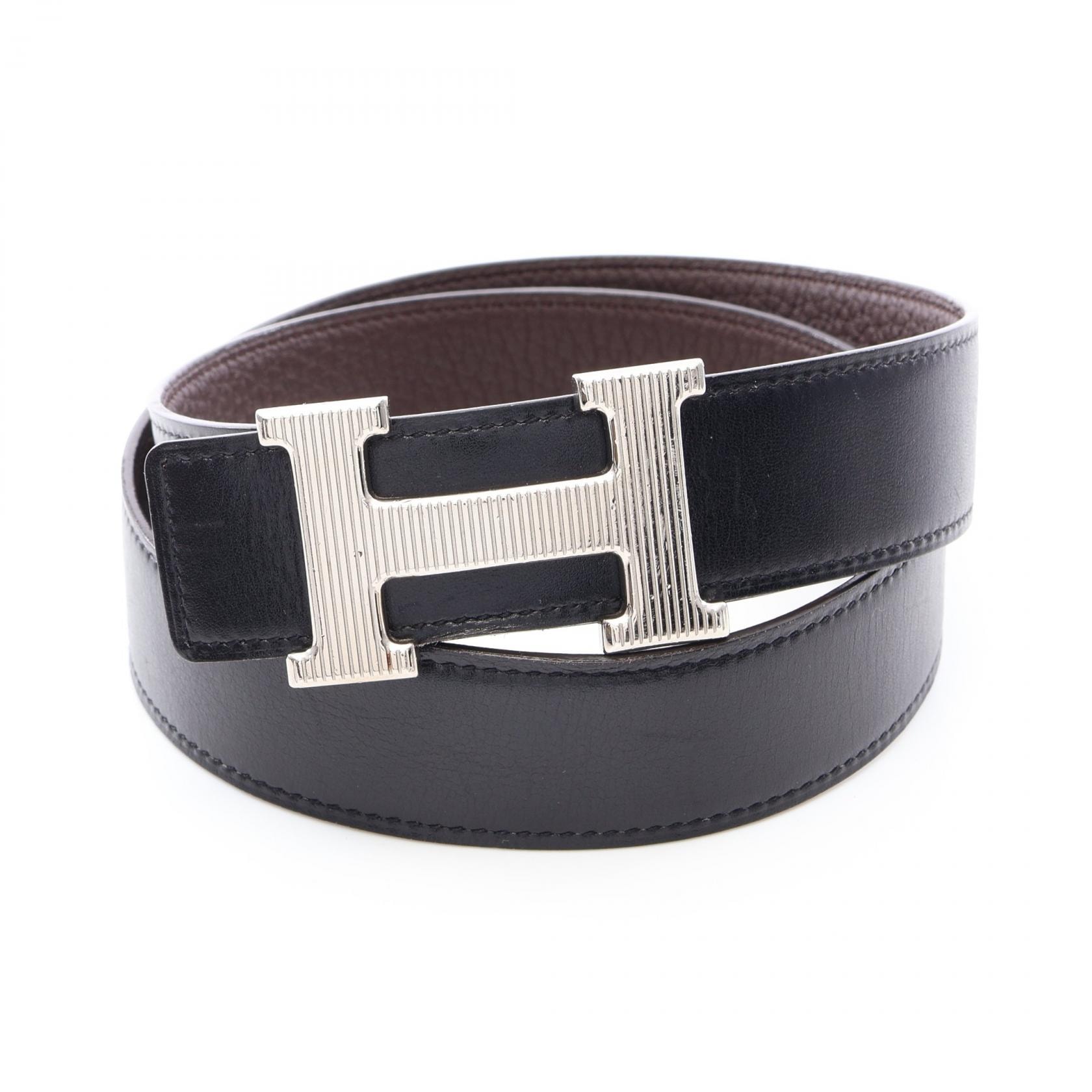 エルメス HERMES コンスタンス Hベルト リバーシブル ベルト 衣料品 レザー □Q刻印(2013年製造) メンズ ブラック系 / ブラウン系 【中古】