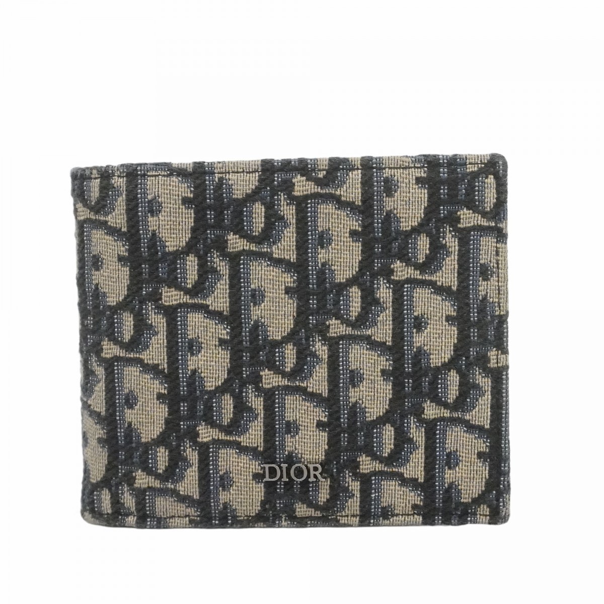 【6dc3392】クリスチャンディオール 財布 オブリーク キャンバス ブラック ネイビー シルバー金具【中古】メンズ