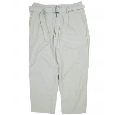 KUON クオン 20SS 日本製 オニベジ天然染ナイロン ベルテッドテーパードパンツ 2001-PT01 S ライトグレー 1タック 久遠 ボトムス g26481