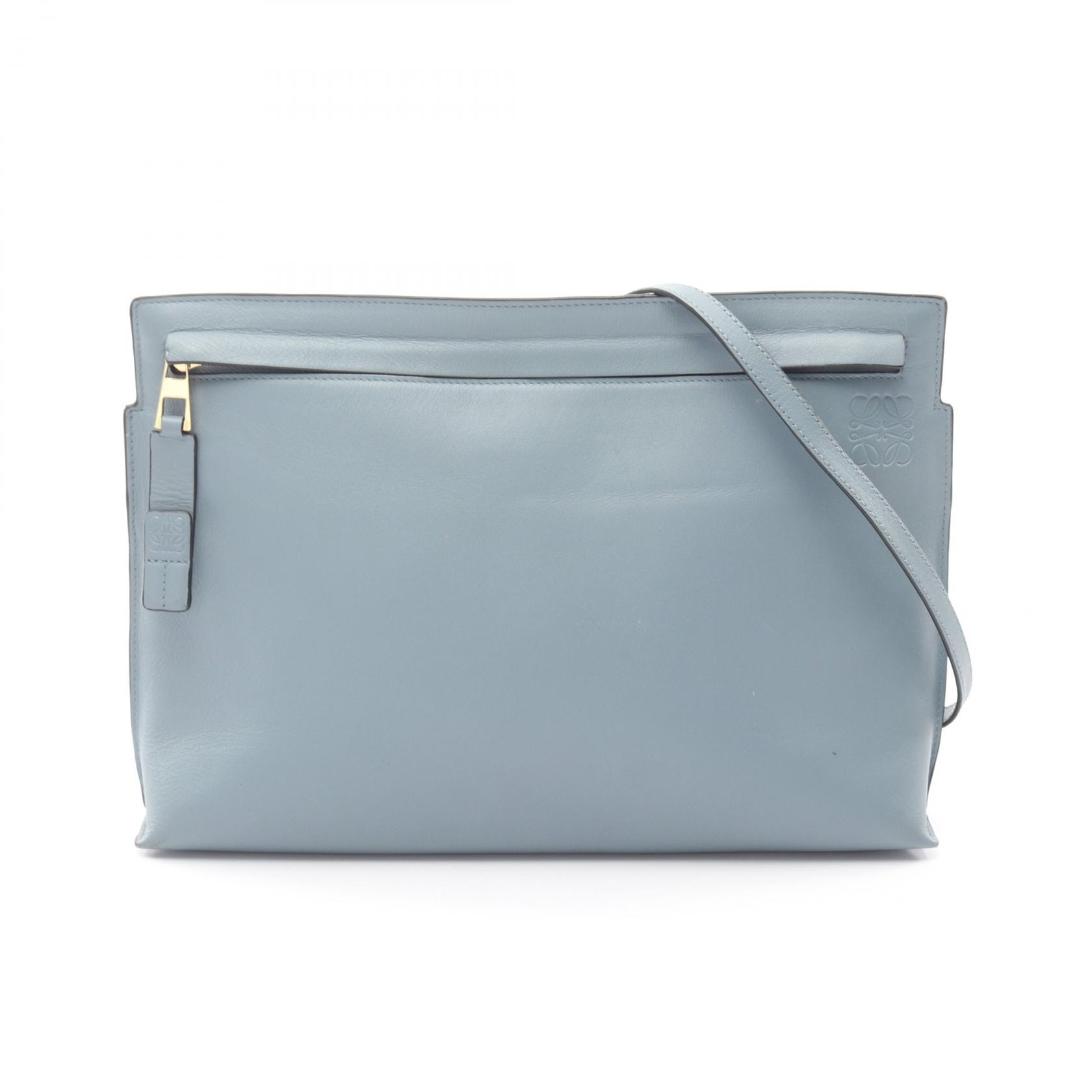 ロエベ LOEWE Tポーチ アナグラム ショルダーバッグ バッグ レザー レディース ブルー系 【中古】