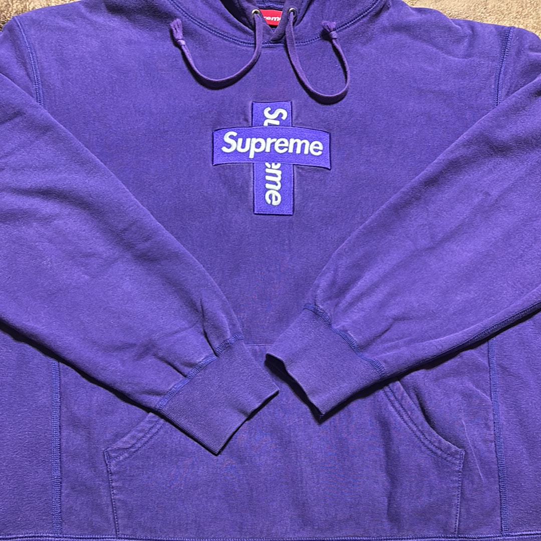 Supreme Cross Box Logo Hooded Sweatshirt "Purple"