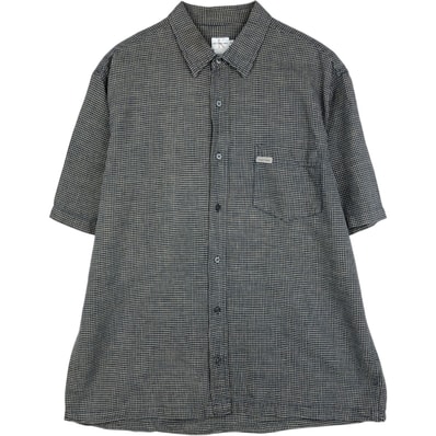 古着 90年代 カルバンクライン Calvin klein チェック柄 半袖 コットン×リネンシャツ ボックスシャツ メンズXL相当 ヴィンテージ/eaa623526