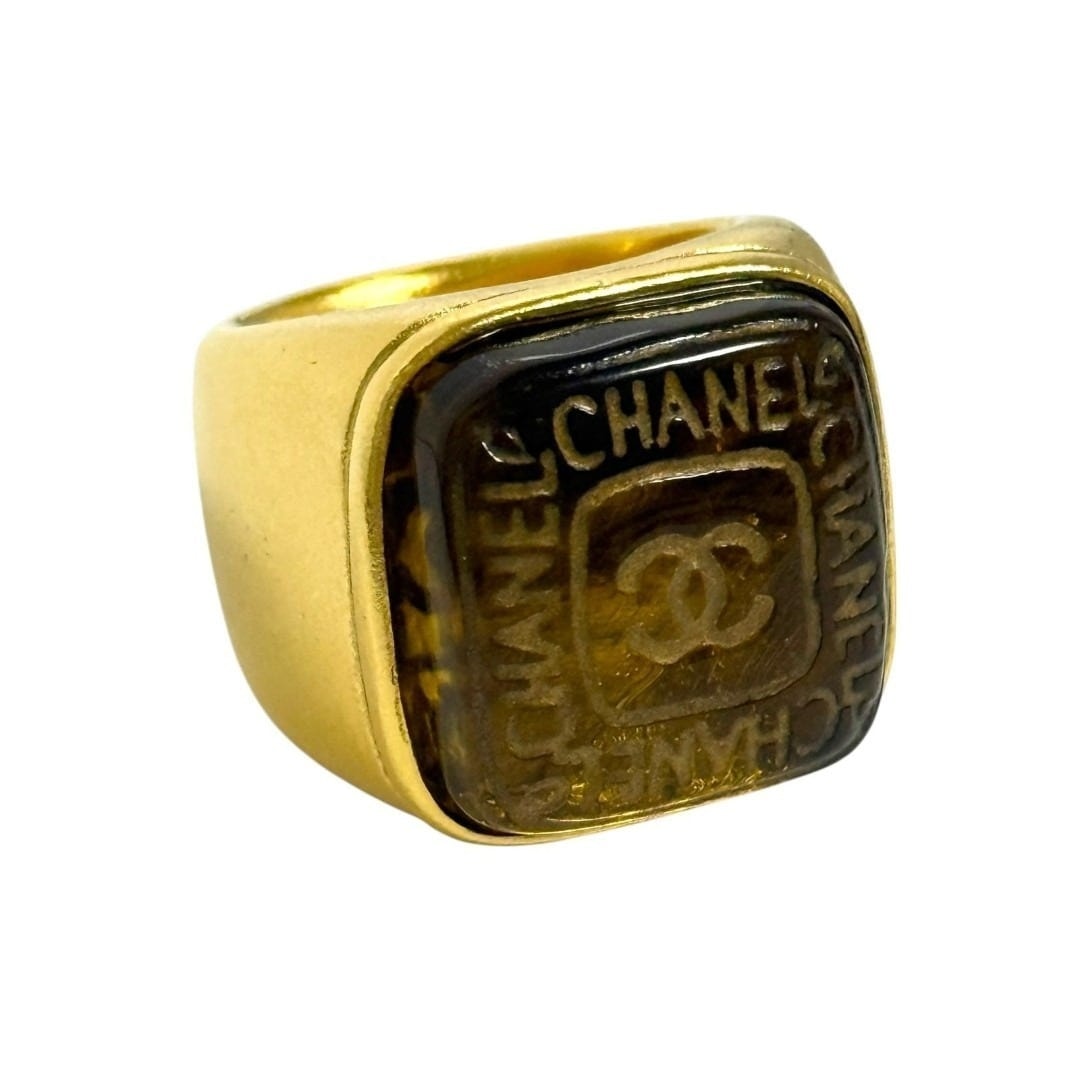 シャネル レディース グリポア リング 指輪 12号 琥珀色 ヴィンテージ