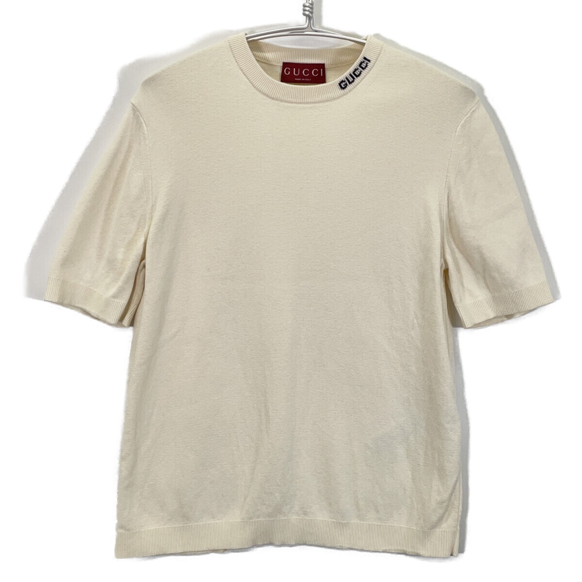 グッチ 24AW 787736 アイボリー シルク混 半袖 ニット M