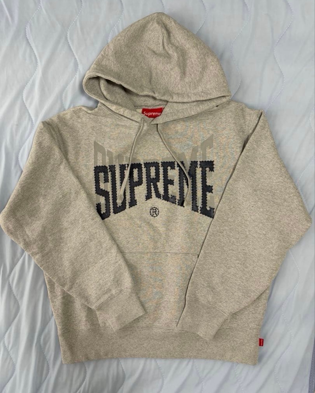 Supreme Rhinestone Shadow Hooded Sweatshirt "Heather Grey"