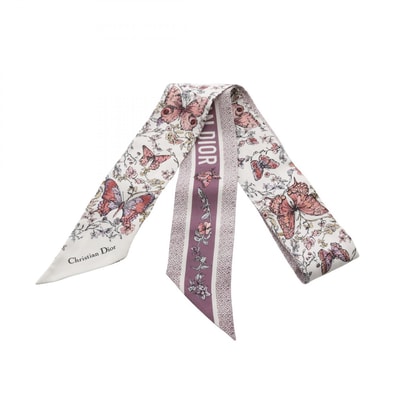 ディオール Dior ミッツァ トワル ドゥ ジュイ パピヨン リボン スカーフ 衣料品 シルク レディース アイボリー系 / パープル系 / マルチカラー 52TJP106I607 【中古】