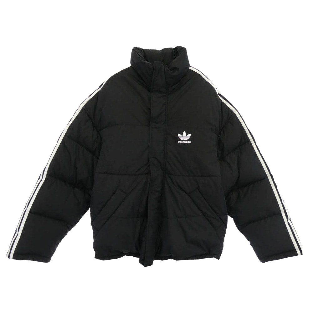 BALENCIAGA バレンシアガ ダウンジャケット 714898 TNO19 × ADIDAS アディダス 3 Line Oversized Down Jacket 3ライン オーバーサイズ ダウンジャケット ブラック系 38【極上美品】【中古】
