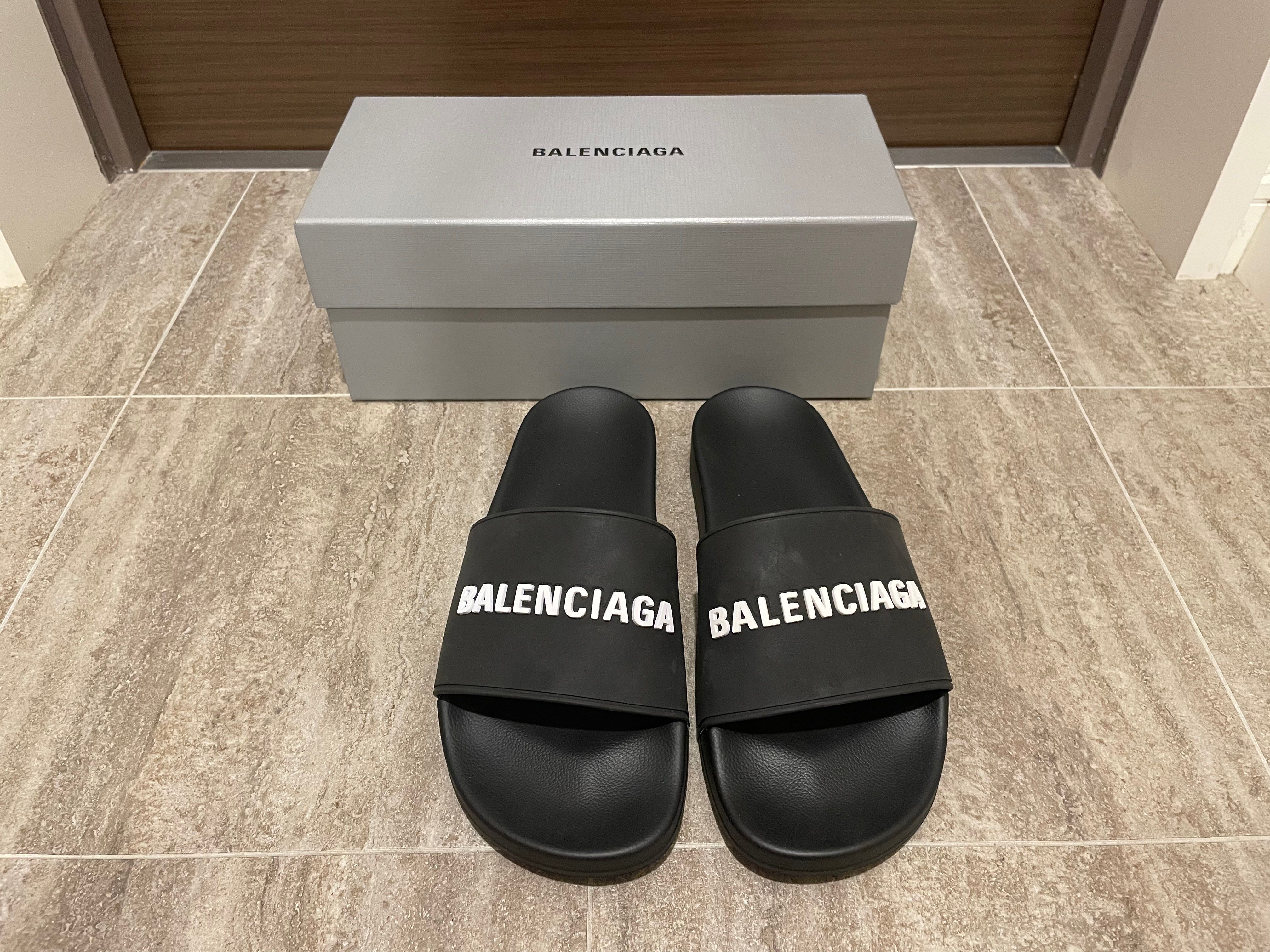 BALENCIAGA Pool Slide Sandal "Black/White"