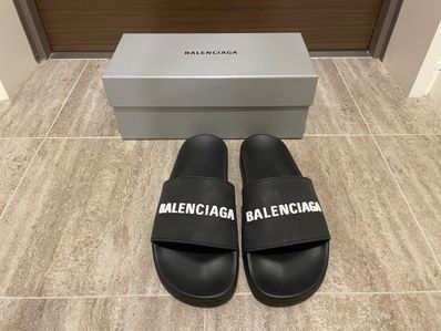 BALENCIAGA Pool Slide Sandal "Black/White"
