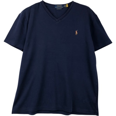 古着 ラルフローレン Ralph Lauren POLO RALPH LAUREN CUSTOM SLIM FIT Vネック 半袖 ワンポイントロゴTシャツ メンズL相当/eaa653795
