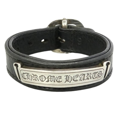 Chrome Hearts Gunslinger CH Label Leather Bracelet "Black/Silver"