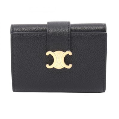 セリーヌ CELINE ファイン ストラップウォレット ニノ トリオンフ 三つ折り財布 財布 レザー レディース ブラック系 10M963GHH38NO 【新品】