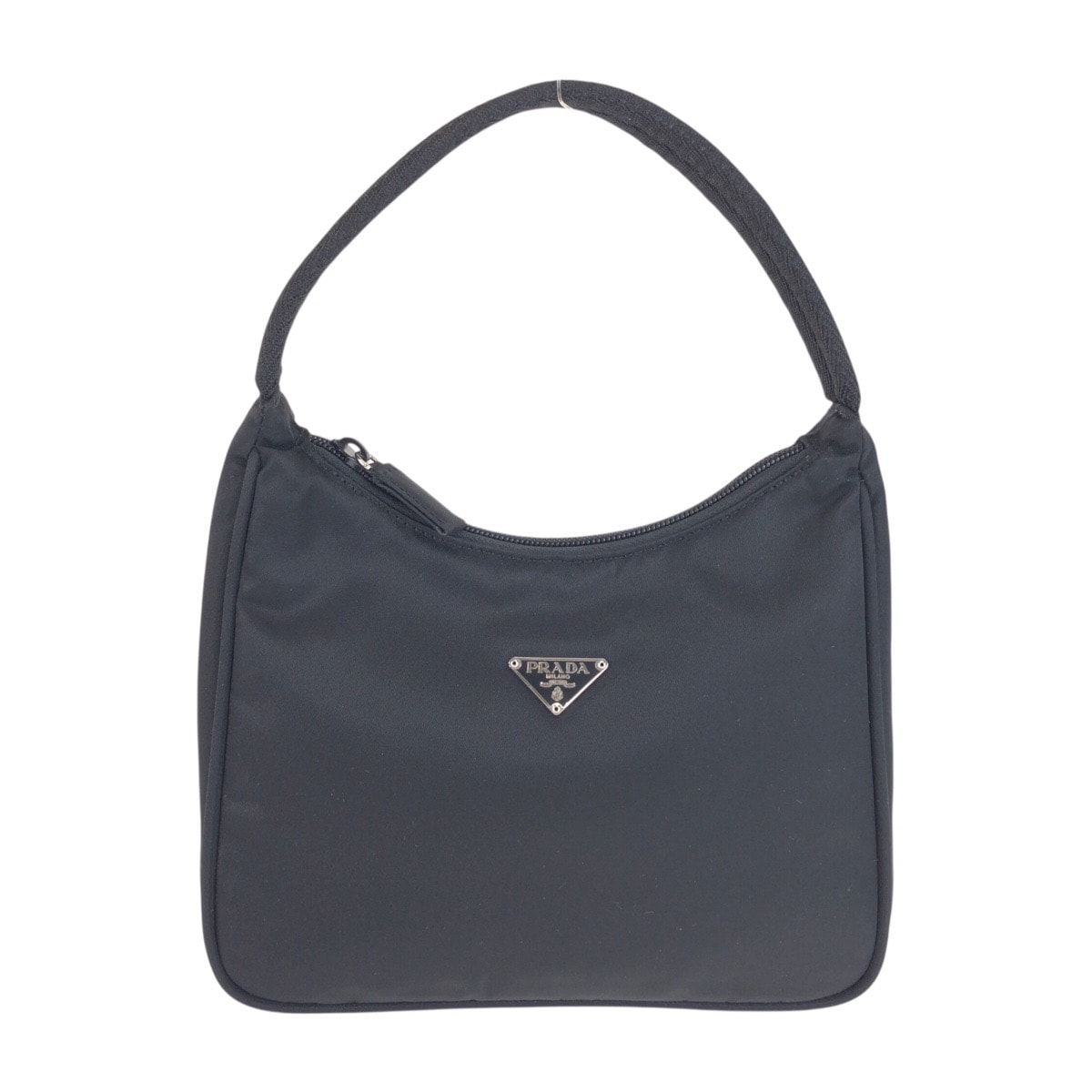 美品 PRADA プラダ テスート 三角ロゴプレート ホーボー ブラック 黒 シルバー金具 ナイロン ハンドバッグ アクセサリーポーチ 603699 【中古】