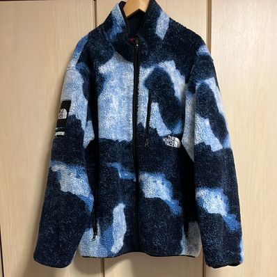 Supreme x The North Face Bleached Denim Print Fleece Jacket "Indigo"