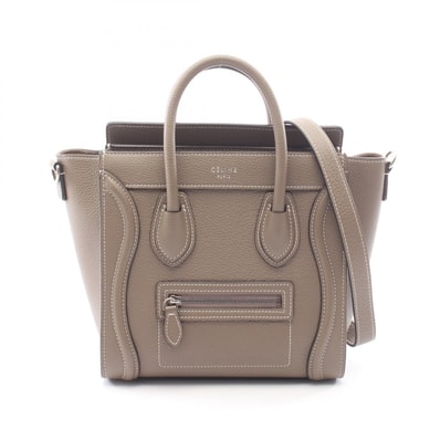 セリーヌ CELINE ラゲージ ナノショッパー 2WAY ハンドバッグ バッグ レザー レディース ベージュ系 【中古】