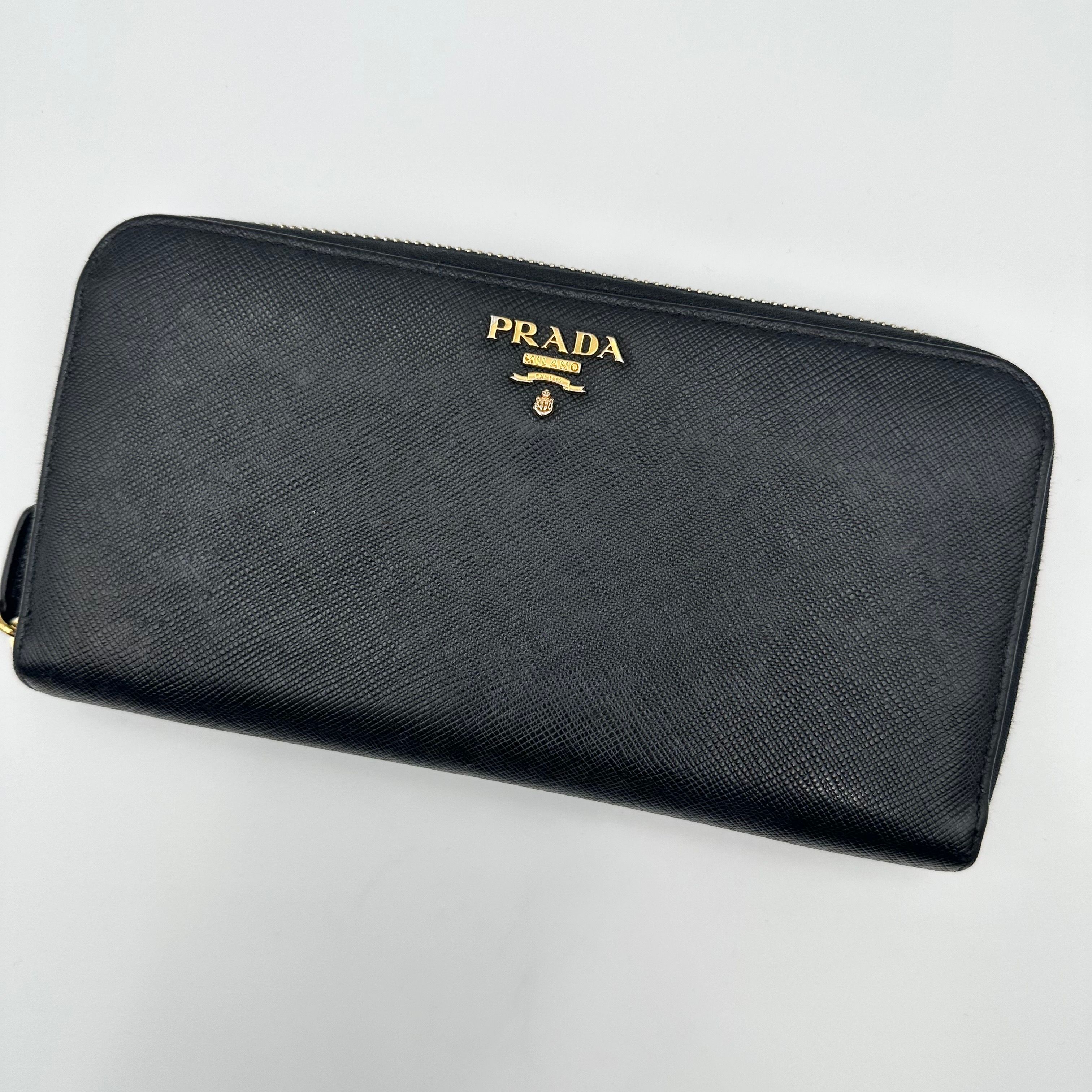 PRADA Large Saffiano Leather Wallet "Black"