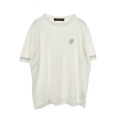ルイ・ヴィトン LOUIS VUITTON ロゴ ニット 半袖Tシャツ 衣料品 トップス コットン グレー メンズ ホワイト系 / グレー系 RM242MQ 【中古】