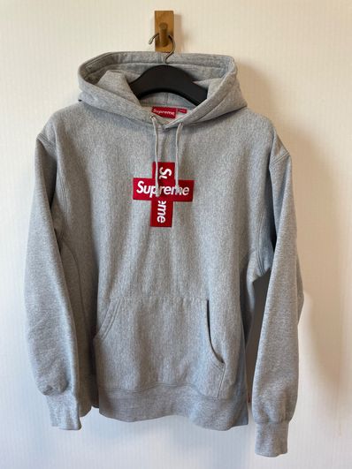 Supreme Cross Box Logo Hooded Sweatshirt "Grey"