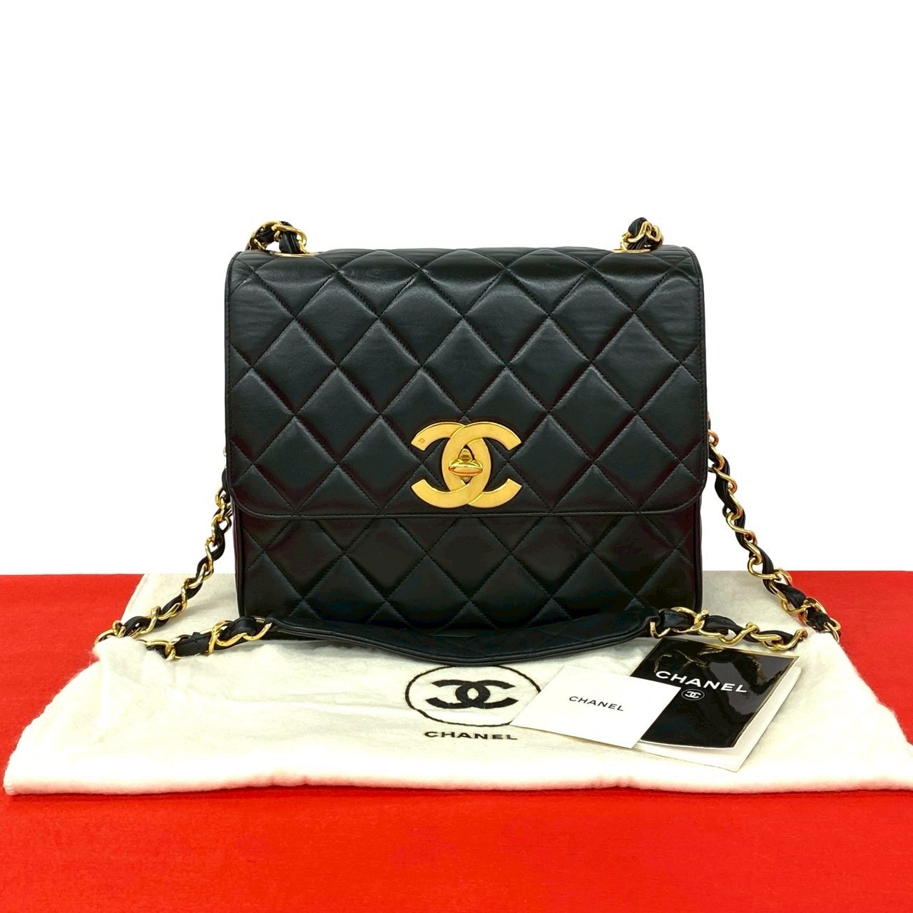 CHANEL シャネル マトラッセ ココマーク ラムスキン ショルダーバッグ ブラック
 30995