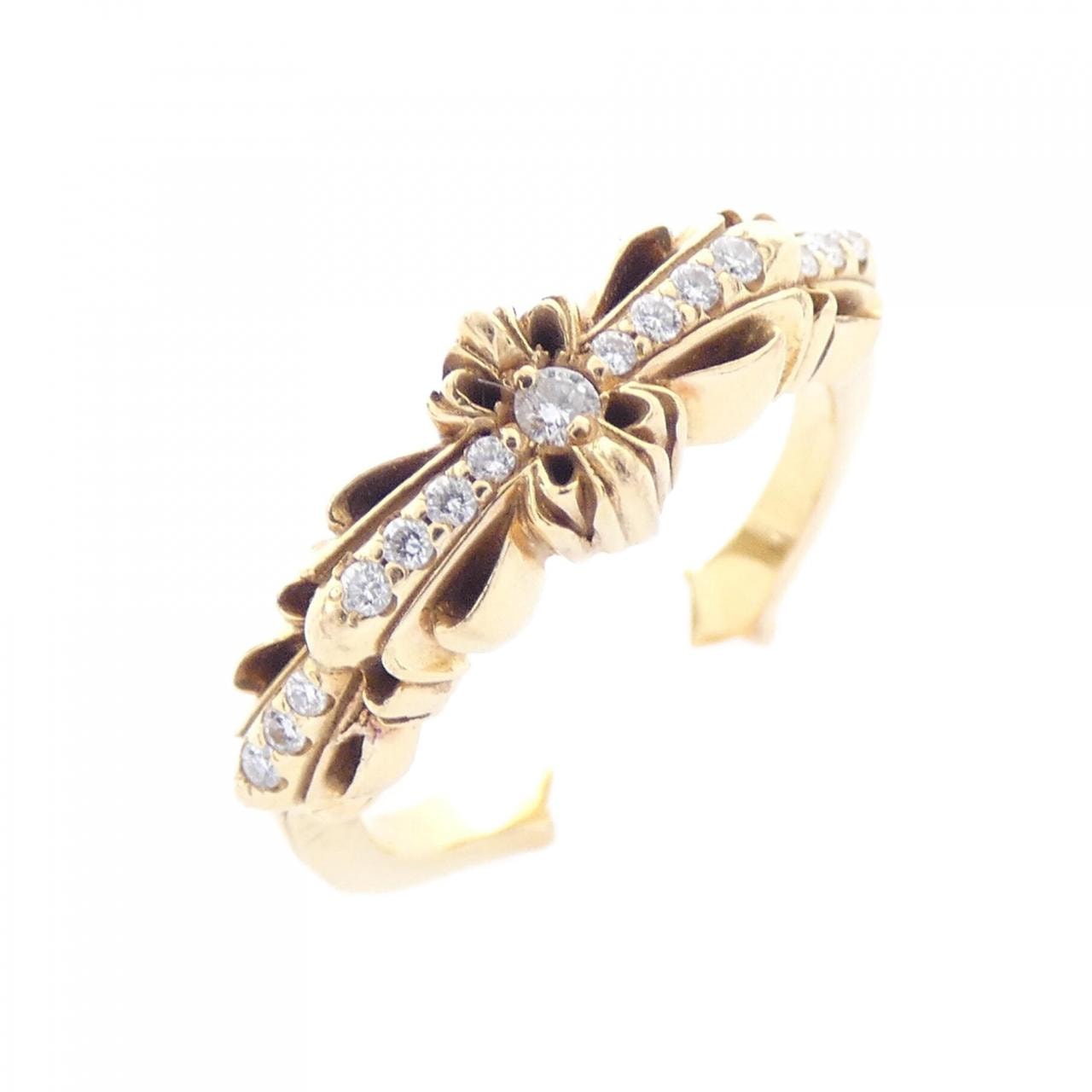 クロムハーツ CHROME HEARTS BABY CLSC DBL FLRL CRS OPEN GLD DMND 207159922GLDXXX002 RING