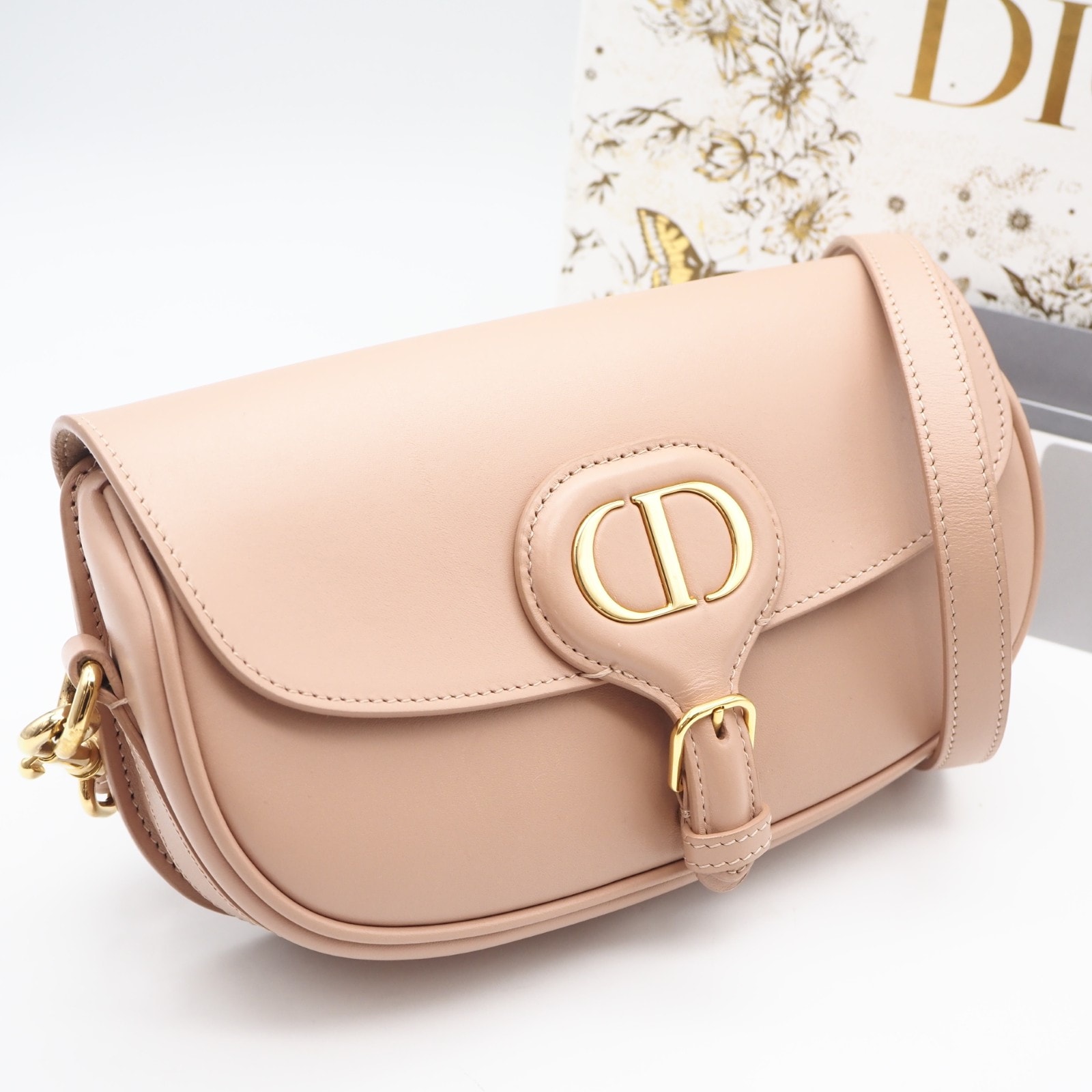 美品 Christian Dior クリスチャンディオール ボビー イーストウェストバッグ M9327UMOL ショルダーバッグ ピンクベージュ カーフレザー レディース