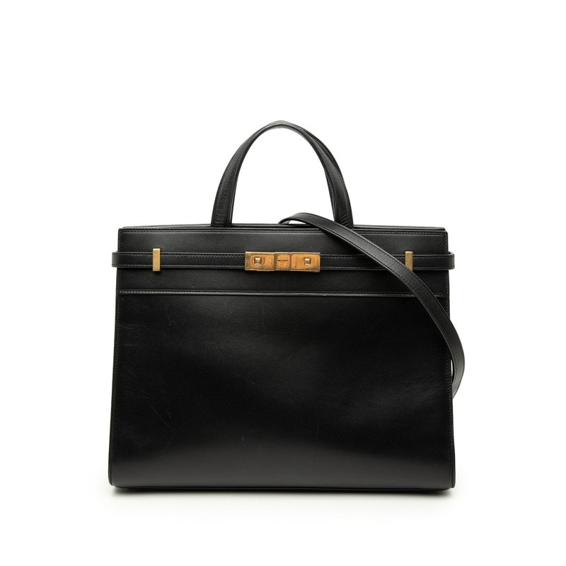 サンローラン マンハッタン ハンドバッグ ショルダーバッグ 2WAY 568702 ブラック レザー レディース SAINT LAURENT 【中古】