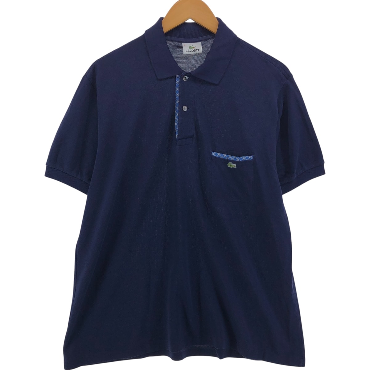 古着 ラコステ LACOSTE チェック柄 半袖 ポロシャツ 5 メンズL相当/eaa538094