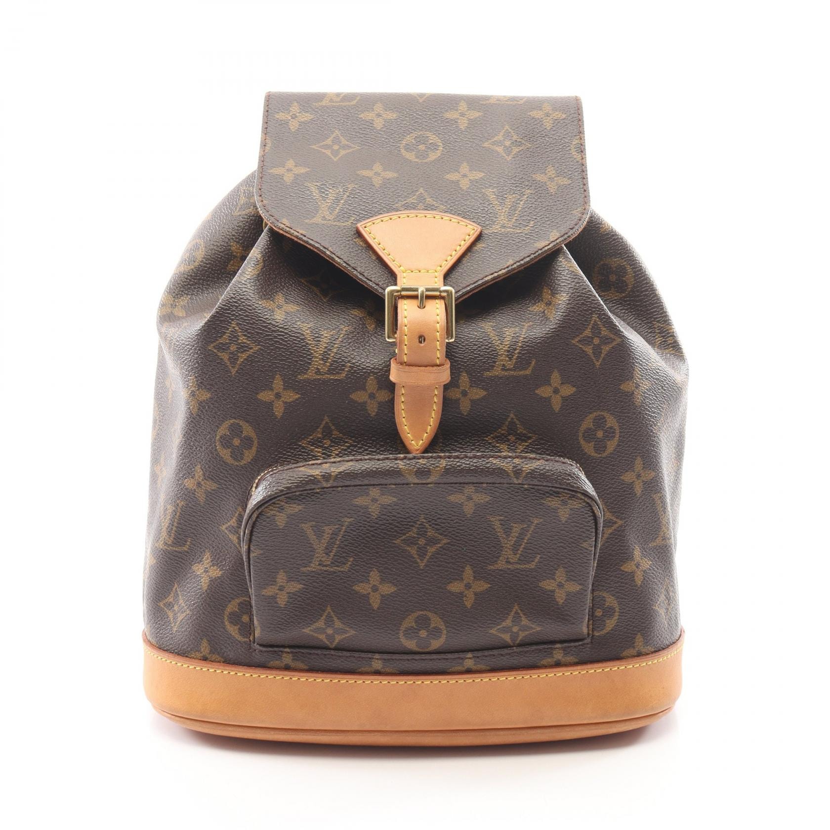 ルイ・ヴィトン LOUIS VUITTON モンスリMM モノグラム リュックサック バックパック バッグ PVCコーティングキャンバス レザー レディース ブラウン系 M51136 【中古】