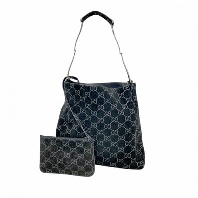 【6dd4789-k】グッチ ショルダーバッグ 001 3181 スウェード ブラック シルバー金具【中古】レディース