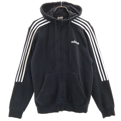 adidas アディダス 長袖 スウェット ジップパーカー M ブラック 裏起毛