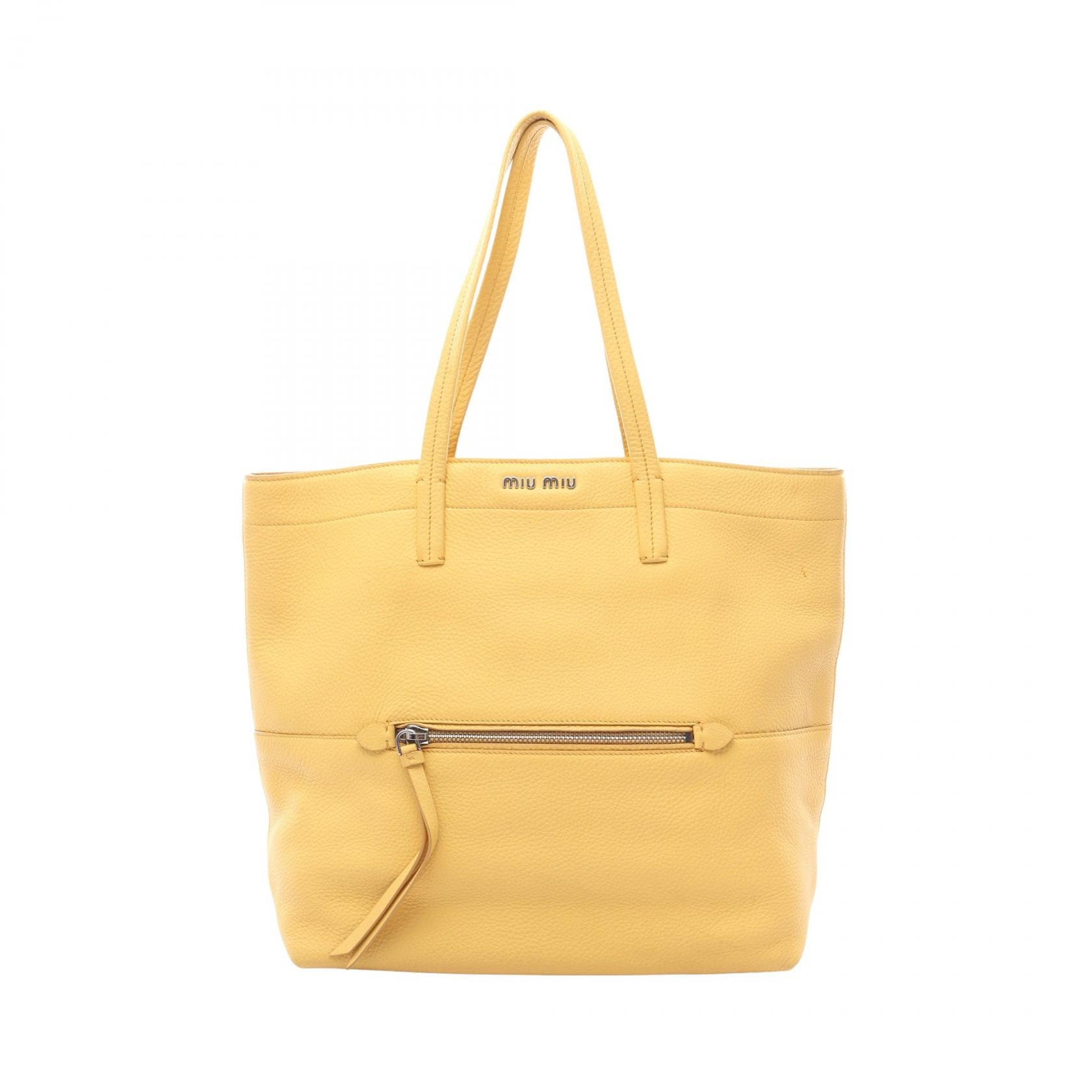 ミュウ ミュウ Miu Miu トートバッグ バッグ レザー レディース イエロー系 【中古】