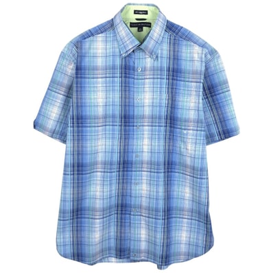 古着 トミーヒルフィガー TOMMY HILFIGER 80's 2 ply fabric 半袖 ボタンダウン チェックシャツ メンズL相当/eaa668745
