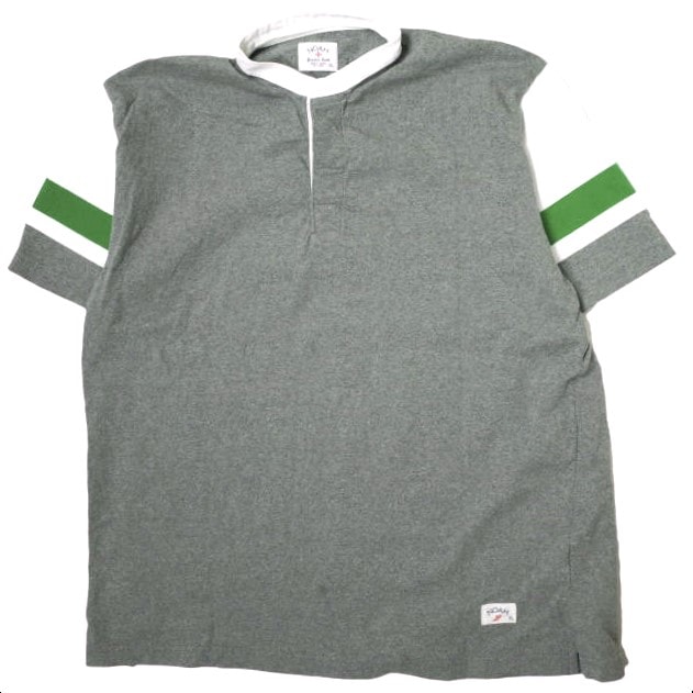 NOAH NYC ノア ニューヨーク 23SS カナダ製 ノーカラーラガーシャツ 23071122003510 XL グレー 半袖 ライン スタンドカラー Tシャツ トップス g14041