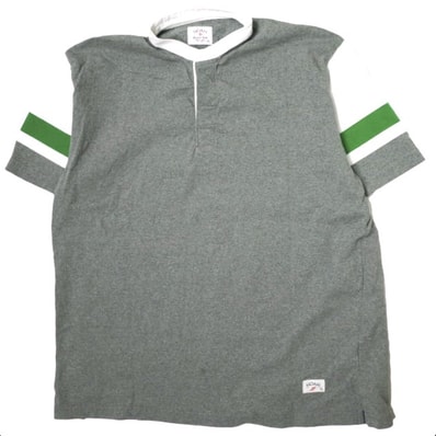 NOAH NYC ノア ニューヨーク 23SS カナダ製 ノーカラーラガーシャツ 23071122003510 XL グレー 半袖 ライン スタンドカラー Tシャツ トップス g14041