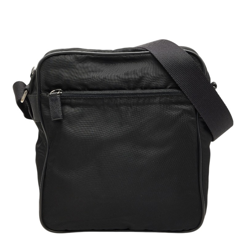 プラダ 三角ロゴプレート ショルダーバッグ ブラック テスートナイロン メンズ PRADA 【中古】