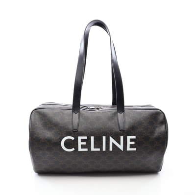 セリーヌ CELINE トリオンフ ダッフルバッグ ボストンバッグ バッグ PVCコーティングキャンバス レザー メンズ レディース ブラック系 / ブラウン系 / ホワイト系 【中古】