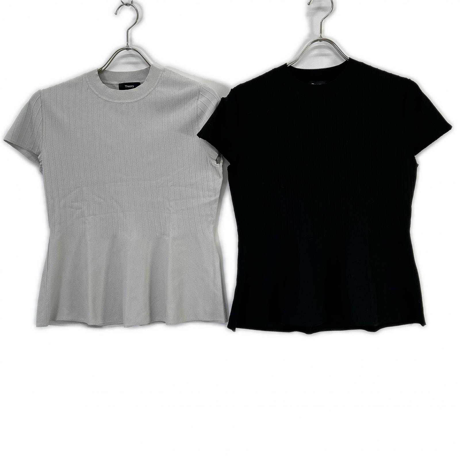 セオリー 23SS 3101714 3101714 グレー×ブラック Compact Crepe Peplum Top ニットシャツ 2点セット S
