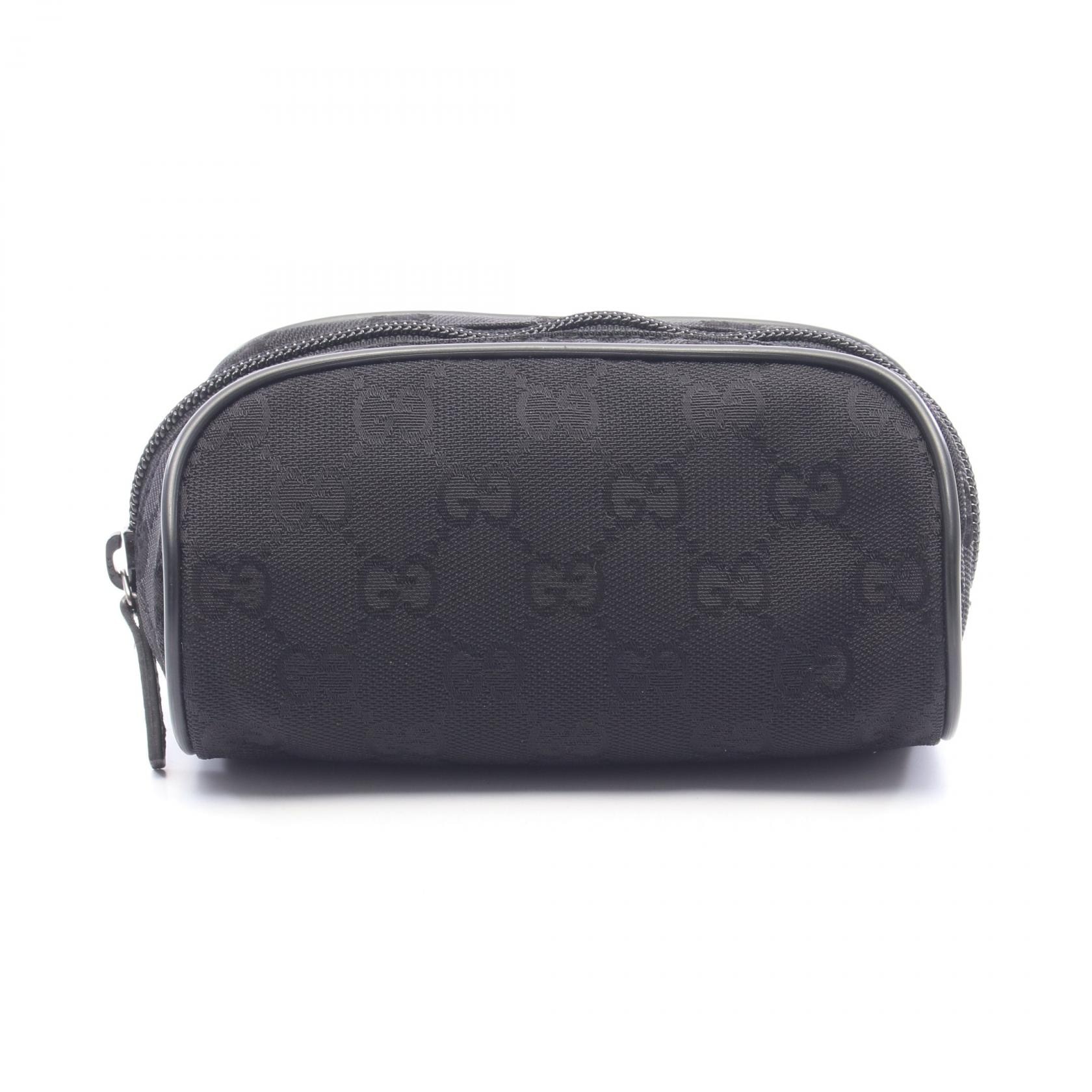 グッチ GUCCI GGナイロン ポーチ バッグ キャンバス レザー レディース ブラック系 138044 【中古】