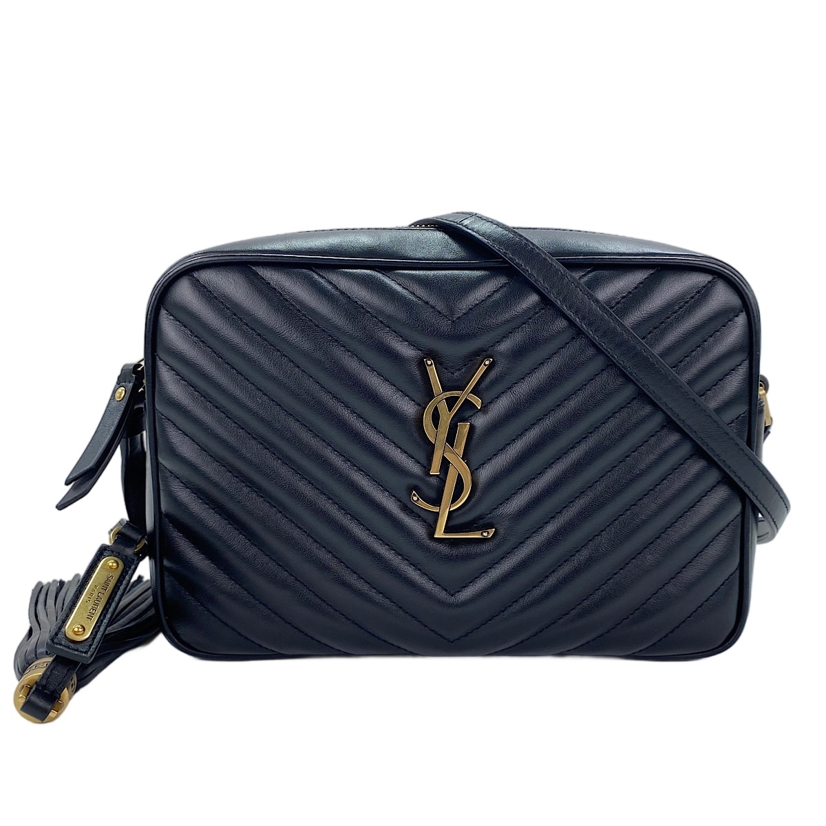 イヴ・サンローラン YSL ルー カメラバッグ フリンジ ショルダーバッグ【中古】