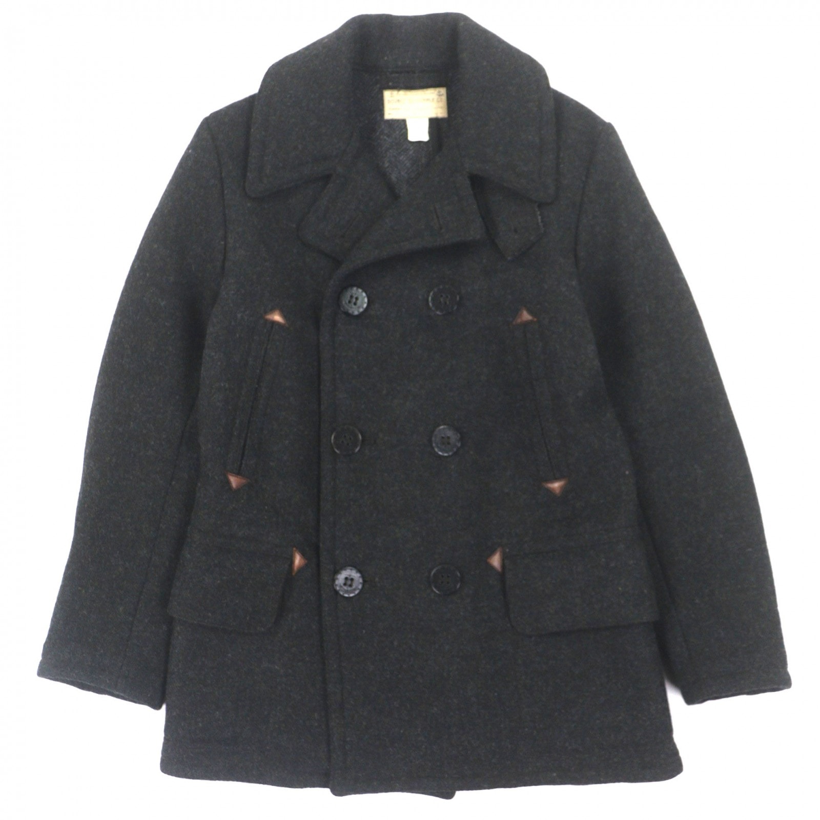 美品 ダブルアールエル ピーコート DOUBLE FACED WOOL P-COAT ダークグレー メンズ XS