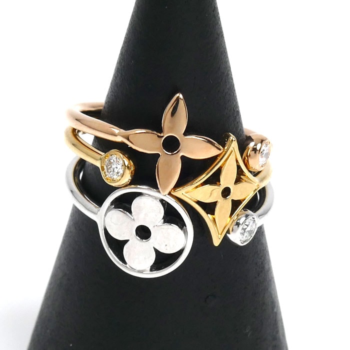 LOUIS VUITTON ルイ・ヴィトン K18YG/PG/WG バーグ モノグラム イディール ダイヤ リング・指輪 Q9F15C 055153 ダイヤモンド 9号 49 5.4g レディース【中古】【美品】