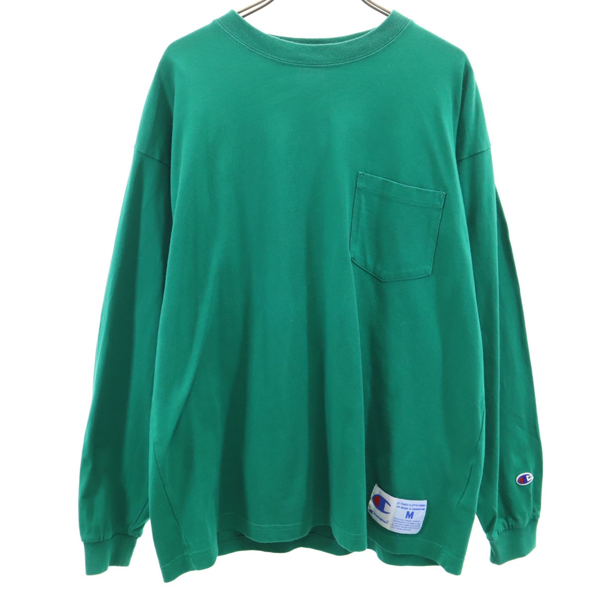 Champion チャンピオン 長袖 Tシャツ M グリーン系 ポケT