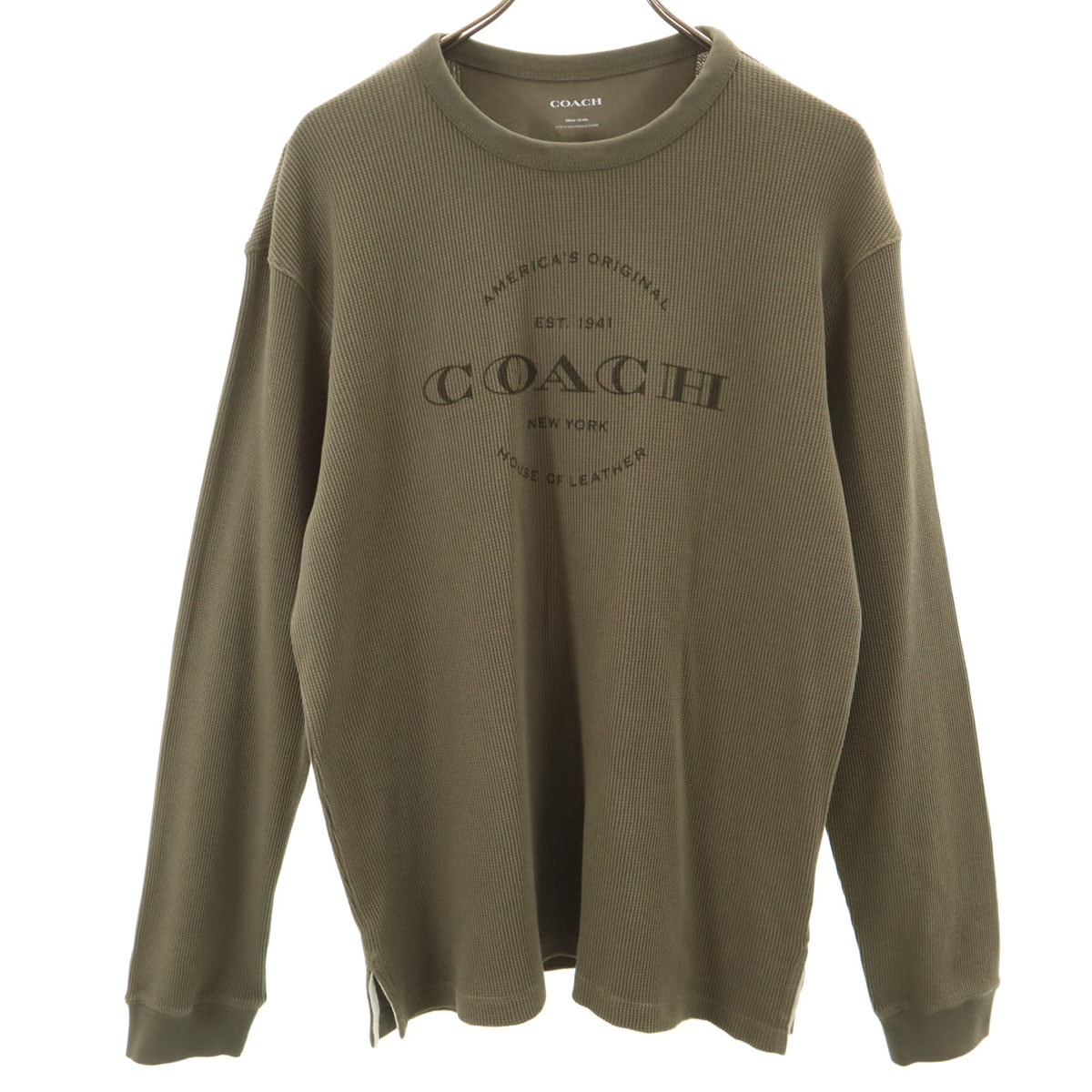 COACH コーチ 長袖 サーマル Tシャツ M カーキ ロンT