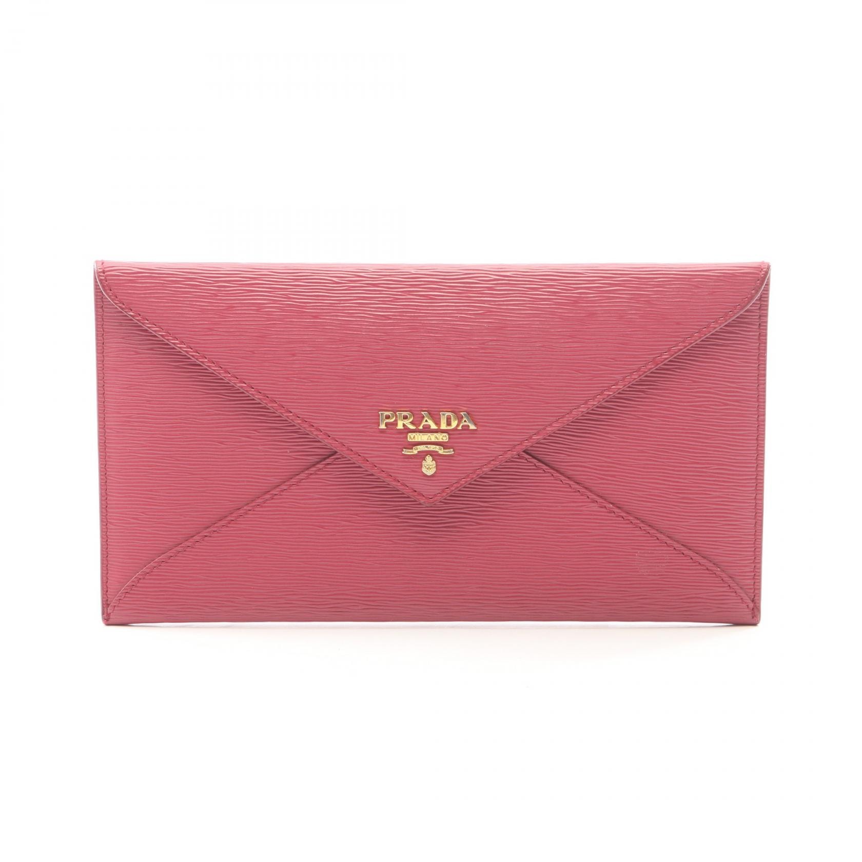 プラダ PRADA 札入れ 財布 レザー レディース ピンク系 【中古】