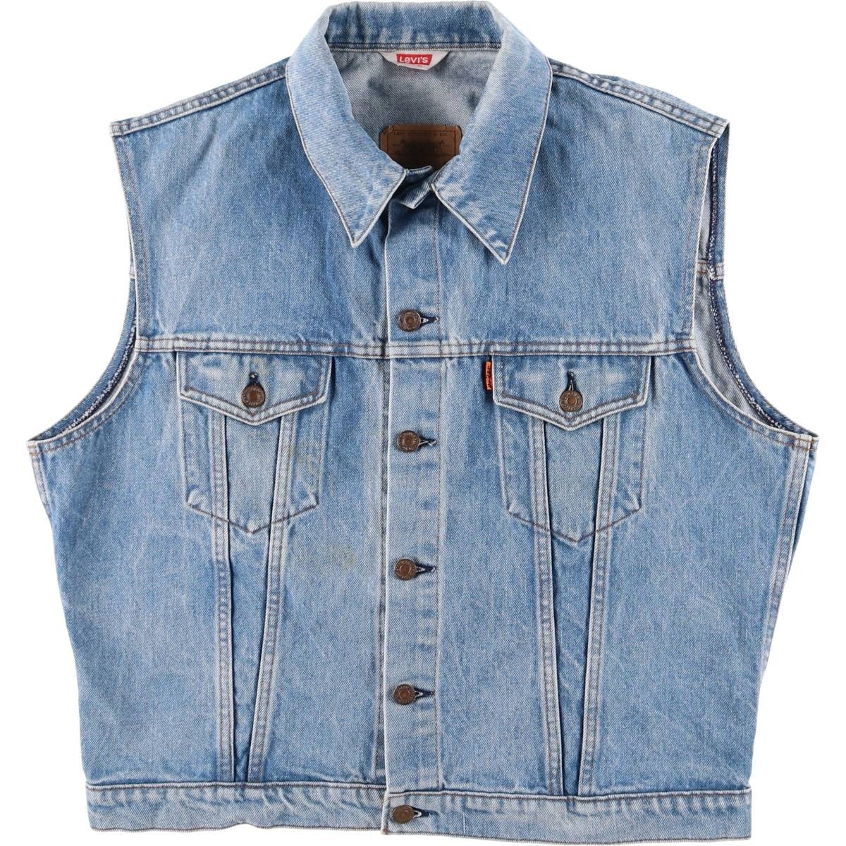 古着 80年代 リーバイス Levi's 70501-0217 ユーロモデル オレンジタブ デニムベスト フランス製 メンズL相当 ヴィンテージ/eaa584410