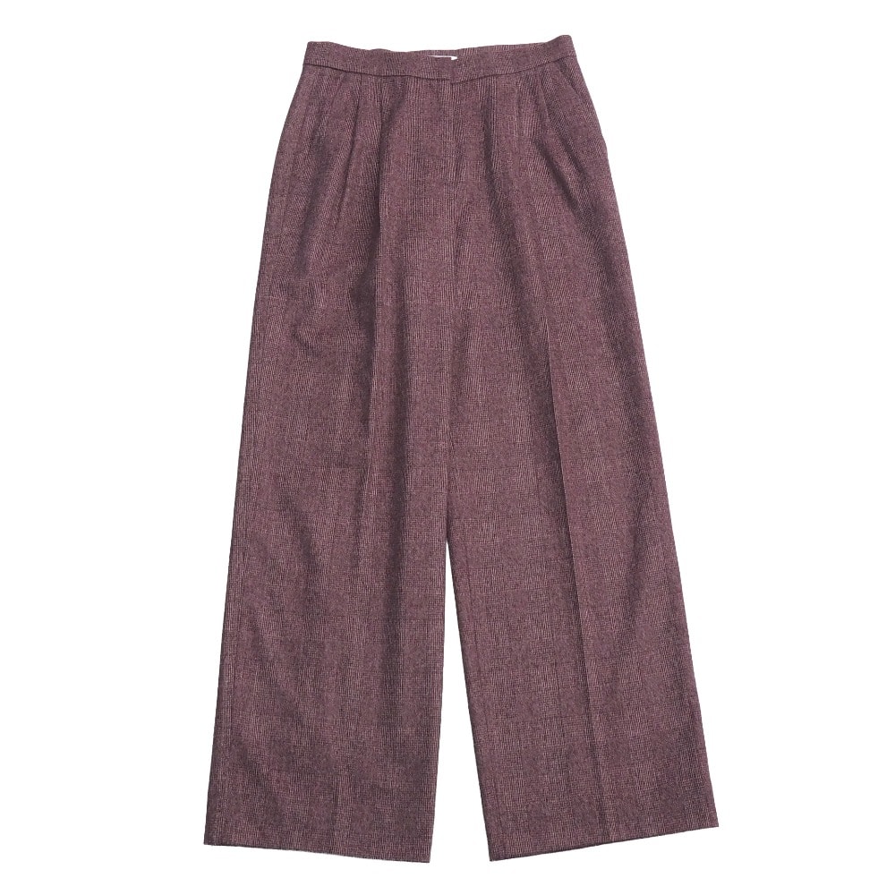 ■美品■MAX MARA マックスマーラ パンツ サイズ42 白タグ アンゴラ混 チェック ツータック ワイド スラックス ブランド古着【中古】20251222/RA6934